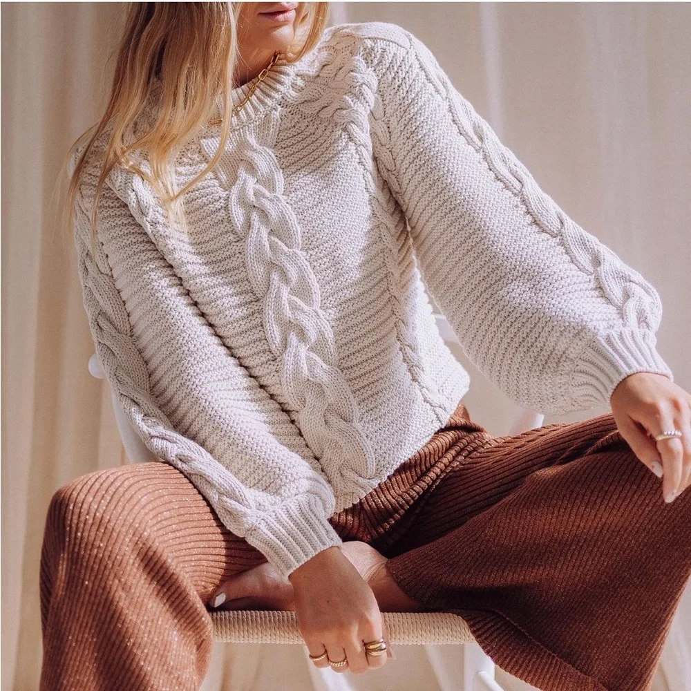 🛑 SOLD 🛑 Spell Brunch Cable Knit Jumper in Sand 🫶 - Picture 4 of 16